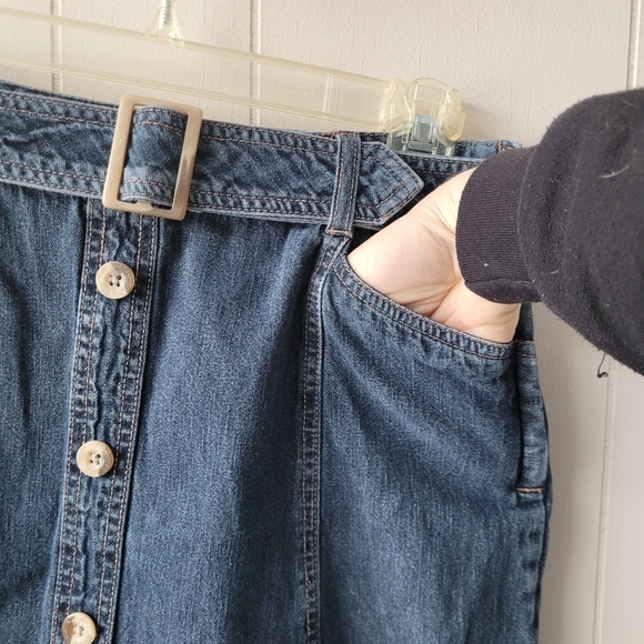Vintage 90s Jean Skirt Midi Northern Reflections 100%cotton with Belt - Picture 6 of 7
